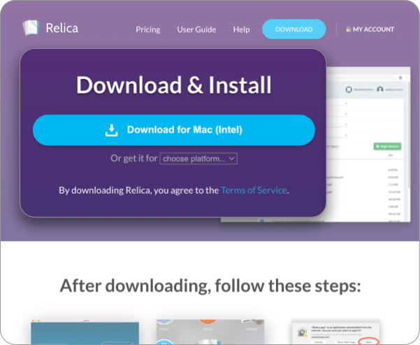 Download and install Relica from our download page